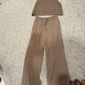 Brown Striped Women's Jumpsuit